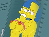 The Simpsons having a hot anime fuck in the locker room